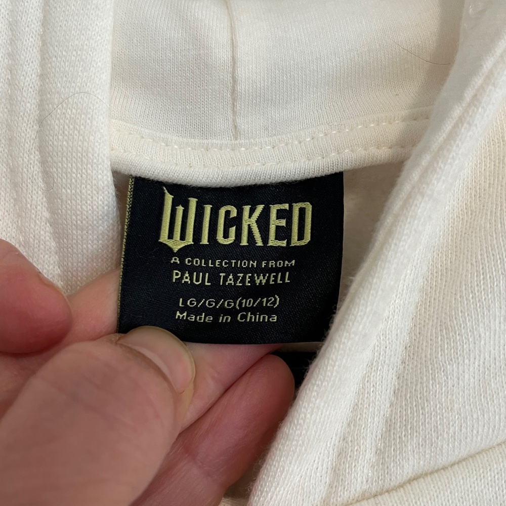Wicked from Paul Tazewell Cream Hoodie w/ Green & Pink Pastel Graphics Girls Lg - Picture 11 of 16